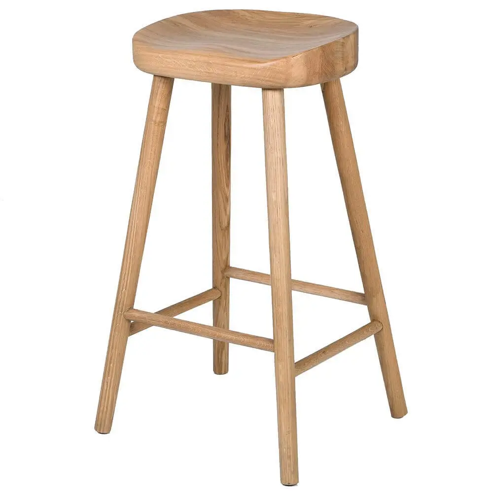 Eclectic Weathered Oak Farmhouse Stool Low
